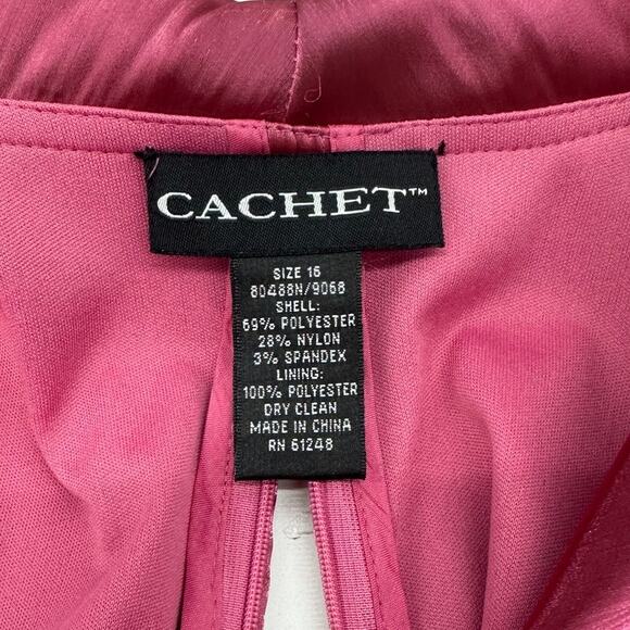 Cachet Pink Satin Formal Cocktail Party Blouse Rosy Mauve Pink 16 - Picture 4 of 4